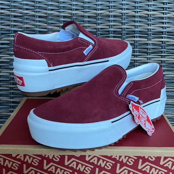Vans Classic Slip-On Stacked Platform Suede Pomegranate/True White WMNS - Picture 9 of 16